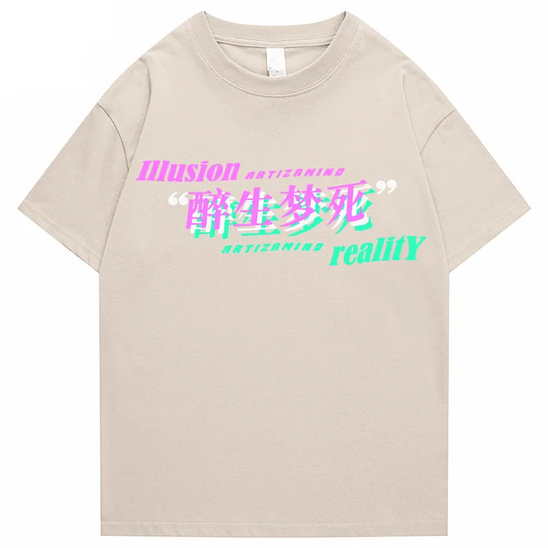 Hip Hop Streetwear T Shirt Anime Girl Letter Print T-Shirt 2023 Men Harajuku Cotton Casual Tshirt Short Sleeve Tops Tees Black
