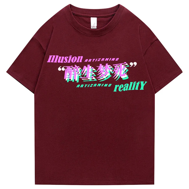 Hip Hop Streetwear T Shirt Anime Girl Letter Print T-Shirt 2023 Men Harajuku Cotton Casual Tshirt Short Sleeve Tops Tees Black