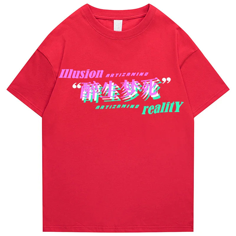 Hip Hop Streetwear T Shirt Anime Girl Letter Print T-Shirt 2023 Men Harajuku Cotton Casual Tshirt Short Sleeve Tops Tees Black