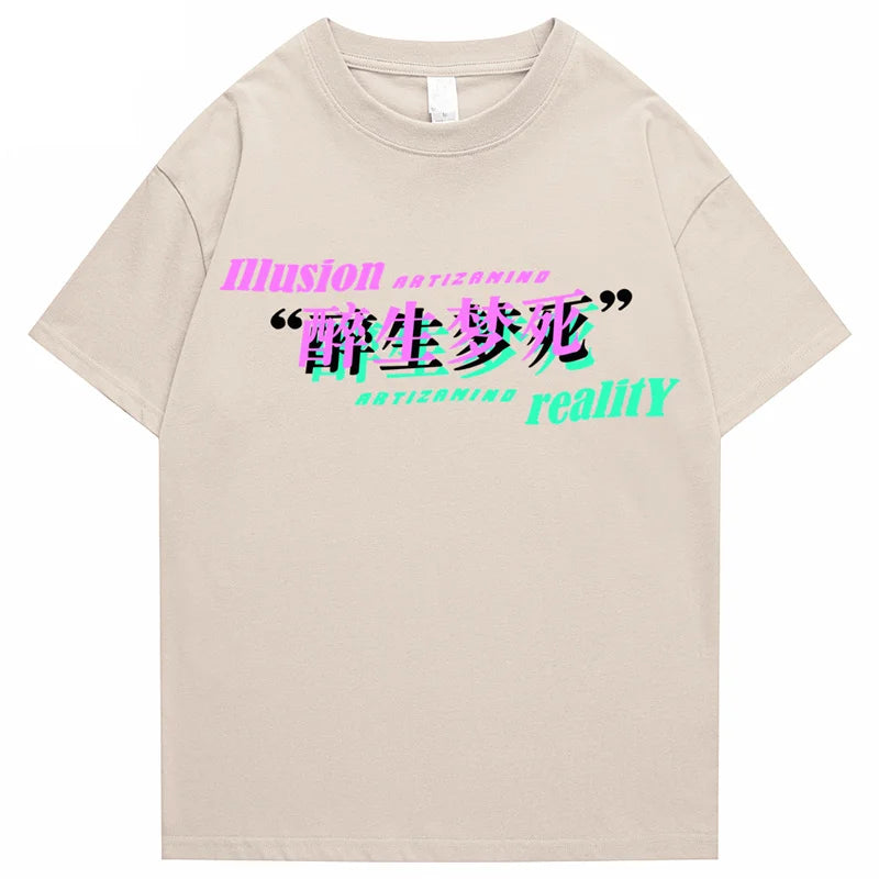 Hip Hop Streetwear T Shirt Anime Girl Letter Print T-Shirt 2023 Men Harajuku Cotton Casual Tshirt Short Sleeve Tops Tees Black