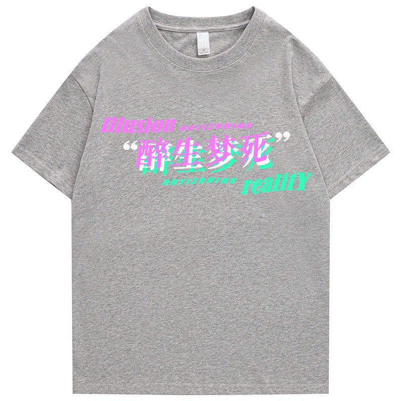 Hip Hop Streetwear T Shirt Anime Girl Letter Print T-Shirt 2023 Men Harajuku Cotton Casual Tshirt Short Sleeve Tops Tees Black