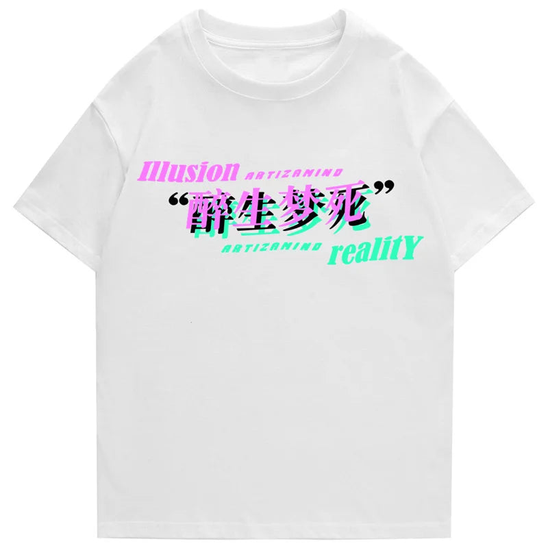Hip Hop Streetwear T Shirt Anime Girl Letter Print T-Shirt 2023 Men Harajuku Cotton Casual Tshirt Short Sleeve Tops Tees Black